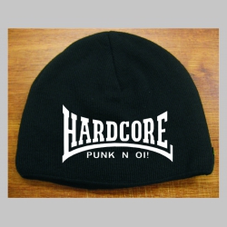 Hardcore Punk n Oi! čierna pletená čiapka stredne hrubá vo vnútri naviac zateplená, univerzálna veľkosť, materiálové zloženie 100% akryl